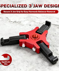 Harmonic Balancer Puller Set For Crankshaft Dampers 3 Jaw Pulley Removal Tool in red and black on concrete surface