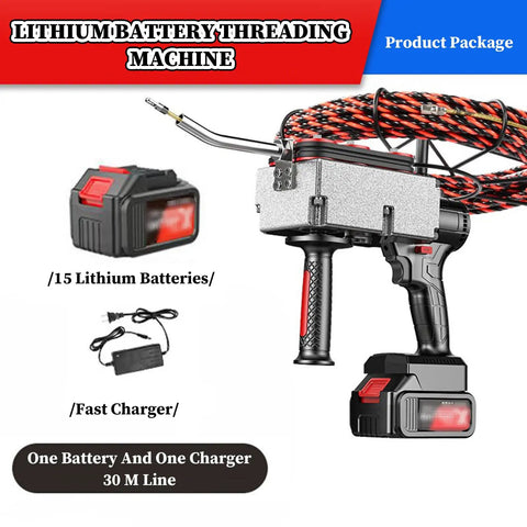 Automatic Cordless Wire Pulling Tool For Running Cable Through Conduit And Drywall with battery and charger.