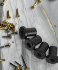Heavy Duty Carbon Steel Barn Door Clamps Set With Flat Door Spacers For Sliding Track And Replacement, black finish.
