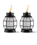 Tabletop Metal Torch Lanterns Two Pack for Outdoor Patio Garden and Backyard, decorative tabletop torch with fiberglass wick