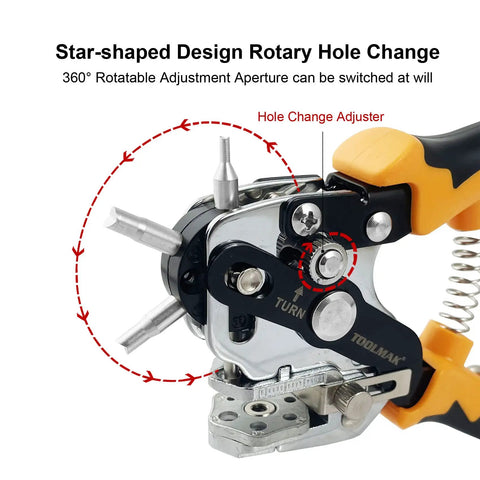 Leather Hole Punch Tool Set Multifunction Puncher For Effortless, Precise Holes In Leather Belts Cardboard And Plastic, showing star-shaped design.
