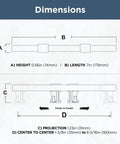 Dimensions diagram of Adjustable Drawer Pulls Five Pack Champagne Bronze Gold with 1-3/8 to 6-5/16 inch hole center spacing.