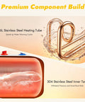 Premium components of Compact Under Sink Mini Water Heater, featuring 316L stainless steel heating tube and 304 inner tank.