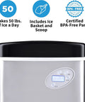 Portable Countertop Ice Maker Delivers 12 Bullet Ice Cubes in 7 Minutes, 50 Lb Daily Capacity, close-up of control panel