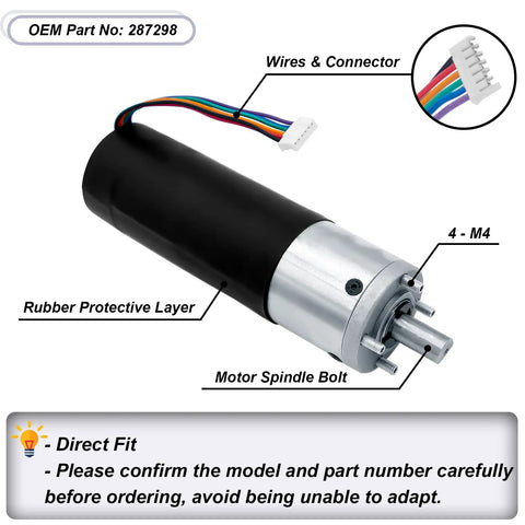 RV In Wall Slide Out Motor Kit 12V DC Heavy Duty With 500 To 1 High Torque Gear Ratio motor details with wires and bolts