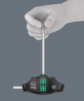 Hand using 4547 HF T-Handle Screwdriver Set With Hex-Plus, Holding Function, ergonomic grip, demonstrating high torque comfort