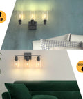 Black Vanity Lights For Bathroom With Glass Shade, Sleek Modern UL Listed Vanity Fixtures, Farmhouse Wall Sconces, light direction