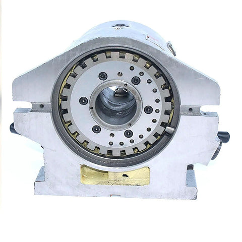 Heavy Duty Beast Rotary Table With 6 Inch 3 Jaw Chuck And Precision Indexing Head front view showcasing durable aluminum construction.