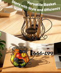 K Cup Holder With Ice Tongs And Large Capacity Coffee Pod Organizer For 10 To 30 Pods Metal Wire K Cup Stand Countertop
