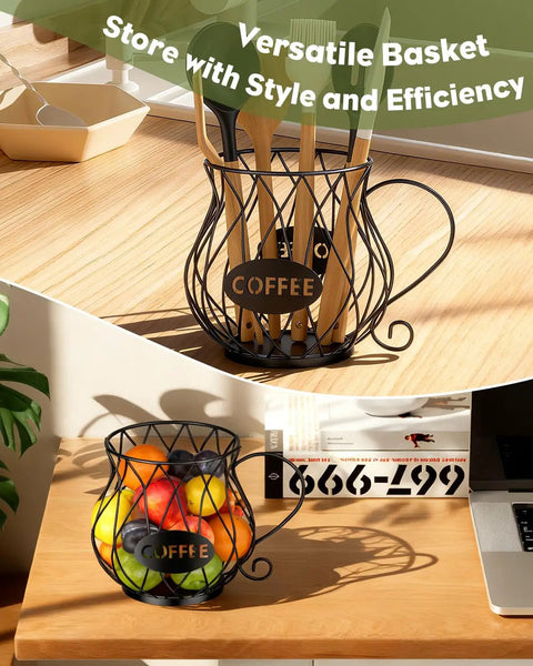 K Cup Holder With Ice Tongs And Large Capacity Coffee Pod Organizer For 10 To 30 Pods Metal Wire K Cup Stand Countertop