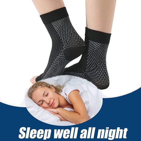 Game-Changing Neuropathy Compression Socks For Women And Men With Ankle Support, Black, Size S/M, Sleep Aid with Comfort