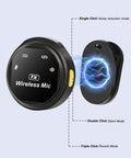 Wireless Lavalier Microphone For iPhone With AI Noise Cancellation And Plug And Play Design showing button click modes
