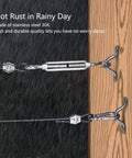 Heavy Duty Outdoor String Light Hanging Kit With 100Ft Black Vinyl Coated Stainless Steel Cable, Turnbuckles, Hooks in rain