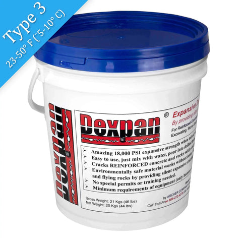 Expansive Demolition Grout Kit, 44 Lb Bucket For Rock Breaking And Concrete Demolition, Silent No Vibration, blue lid type 3