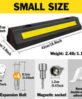 2 Pack Garage Parking Stopper For Garage And Driveway, 16.9 Inch Wheel Stop Bumper With Reflective Yellow Strip, Dope Durable Rubber Car Parking Aid To Protect Walls And Vehicle, Easy Install With Screws.