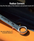 Raised Panel Metric Wrench Set 5 Piece Built With CRMO Alloy Steel Includes Canvas Pouch Heavy Duty Wrenches For Automotive And DIY Repairs 20mm To 24mm in use on fastener, 20mm size shown