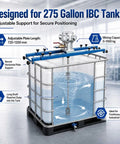 Industrial Pneumatic Paint Mixer For IBC Totes, 304 Stainless Steel Agitator, Pro Grade Heavy Duty Stirrer For Paint Resin Ink And Chemicals, Emulsion Mixing For 265 Gallon Capacity Tanks, Efficient Convection And Shear Action, shown on 275-gallon IBC tote