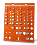 Nut And Bolt Thread Checker Kit With Standard And Metric Gauges 42 Hole Screw Size Tester includes 19 SAE sizes, 15 metric sizes