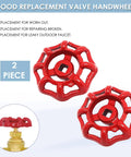 Two Pack Replacement Gate Valve Handwheel Round Wheel Handle For Three Quarters Inch Gate Valves Fifty Three Millimeter Outer Diameter Square Hole Six Point Five By Six Point Five Millimeter Iron Construction With Rust Resistant Paint For DIY Repair
