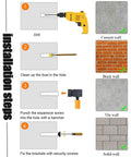 Installation steps for Built Like A Tank Heavy Duty L Shaped Shelf Brackets 2 Pack on cement, brick, tile, and solid walls.