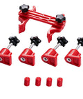 9 Piece Universal Engine Camshaft Clamp Locking Tool Kit For Dual Overhead Cam Motors with tough nylon clamps and adjustment knobs.