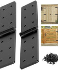 Heavy Duty Gate Hinges 270 Degree Adjustable Fold Flat For Wooden Fence Barn Door Shed Exterior Gates Pair Black with screws