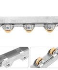 Heavy Duty Sliding Door Window Pulley Wheel With Double Bearing Track Guide Roller showing three metal wheels and roller assembly