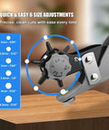 Multi Function Hole Punch Plier Set With Storage Case showing six size adjustments for paper, card, plastic, and fabric crafts.