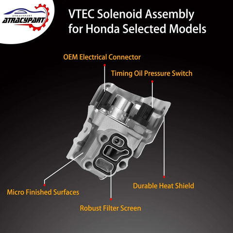 Honda VTEC Solenoid Spool Valve Assembly With Oil Pressure Switch And Gasket For Accord CRV Civic Si Element RSX 2.4L L4 Direct Fit Replacement