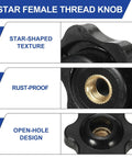 Grippy M5 X 25mm Star Knobs 10 Pack Knurled Through Hole Screw On Type details showcasing star texture, open-hole design