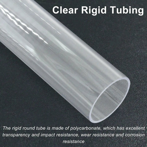 Close-up of Three Pack Clear Rigid Polycarbonate Tubing, 1.14 In Inner Diameter, 1.26 In Outer Diameter, 12 In Length, High-Impact.