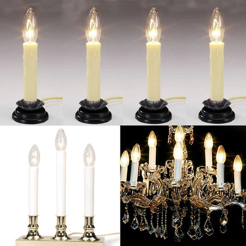 25 Pack Clear Torpedo Tip Candelabra Bulbs 7W 120V Lit Warm White 2700K For Electric Window Candles Chandeliers And Lamps