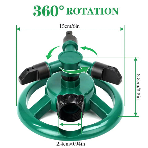 360 Degree Rotating Lawn Sprinkler For Yard And Garden, High Flow Water Sprinkler For Lawn Coverage, Easy To Connect To US Standard Hose, Durable ABS Plastic