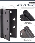 Three Pack Four And A Half Inch Oil Rubbed Bronze Self Closing Door Hinges Auto Close With Adjustable Tension Square Corner