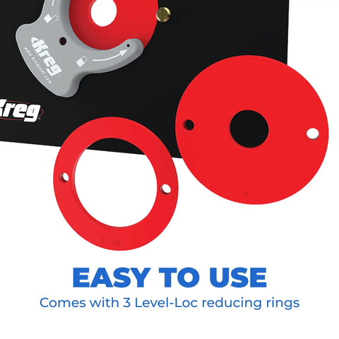 Top Shelf Undrilled Phenolic Router Table Insert Plate 3/8 Inch Thick with 3 Level-Loc reducing rings for custom router mounting