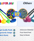 Comparison of toddler golf set plastic quality, left shows Toddler Golf Set With Easy Carry Cart, right shows others.