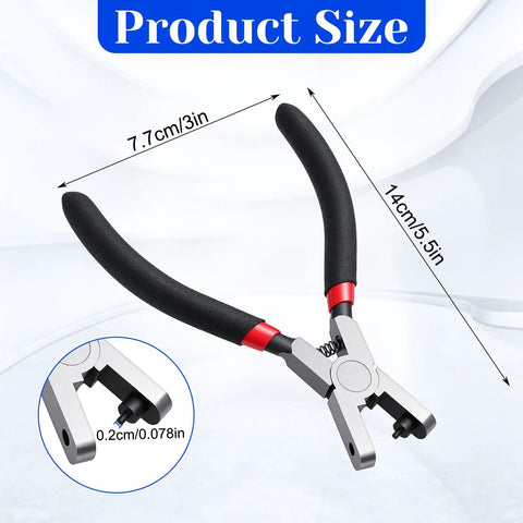 2mm Round Leather Hole Punch Heavy Duty Handheld Metal Punch Tool with soft handle, showing product size dimensions in cm and inches