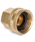 Beefed Up Brass Double Female Hose Connector With Swivel, One Half Inch NPT Female To Three Quarter Inch NH Female, brass adapter