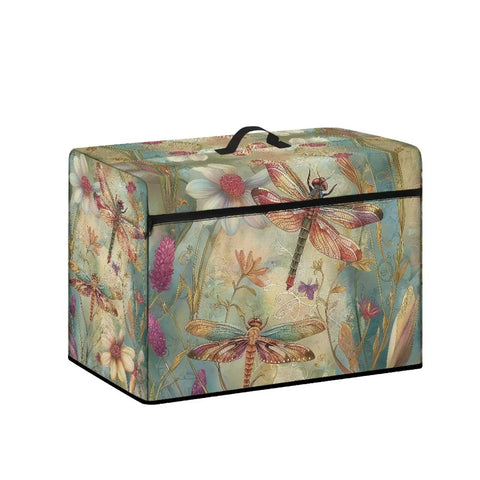 Dragonfly Flowers Sewing Machine Dust Cover With Pockets And Accessories Organizer, Stain Resistant, Machine Washable