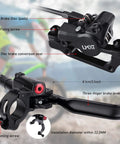 TOBWOLF hydraulic disc brake kit front view with left lever and black aluminum caliper for MTB.