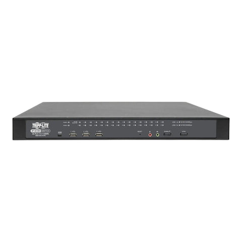 Smooth Operator Cat5 Ip Kvm Switch Running Up To 32 Servers With Badass Virtual Media Streaming For Zero Hassle Local Remote Control In A Tight 1U Rack Mount Setup, front view with ports and controls.