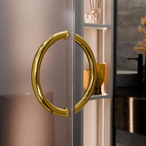 Heavy Duty Solid Brass Glass Door Pull Handle With Shiny Polished Finish, Back To Back Mount For Frameless Glass Doors, Built Like A Tank Commercial Hardware Fits Half Inch Glass, 8 Inch Centers, Easy Setup