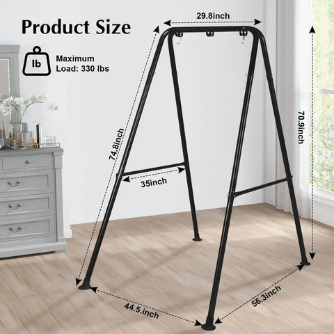 Beefy Backyard Hammock Swing Stand Frame, Heavy Duty Metal Build For Indoor And Outdoor Use, Portable 330 Lbs Capacity shown indoors
