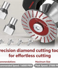 10 Piece Angle Grinder Diamond Saw Blades Set For Top Shelf Cutting On Granite Concrete Tile And Porcelain Includes Heavy Duty Aluminum Flange And Quick Swap Hardware For Zero Sweat Finishing Work, showing precision cutting tools and screws.