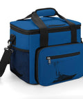 Nautical Style Insulated Cooler Tote For Travel And Picnics Large Lunch Bag Beach Ready Car Cooler Leak Proof Oxford Tote With Heavy Duty Handle And Adjustable Strap in blue.