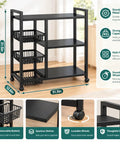 Portable Storage Rack With 4 Tier Shelving And 3 Side Wire Baskets A Real Deal Heavy Duty Cart with removable baskets and shelves.