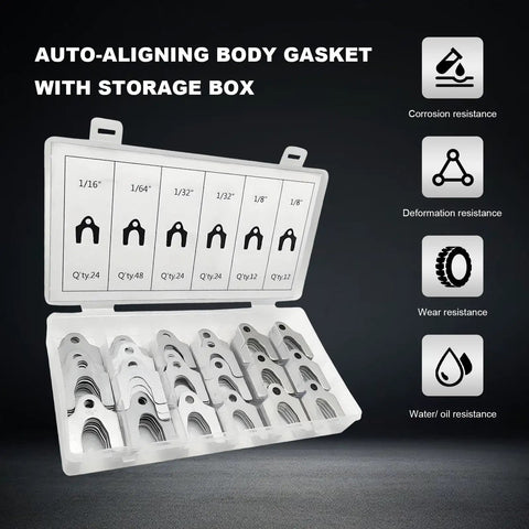 144 Piece Car Alignment Shim Assortment Kit With 1/64 1/32 1/16 And 1/8 Inch Shims For Camber Adjustment And Body Gap Spacing