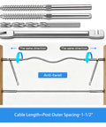 Diagram of 80 Pack T316 Stainless Steel Left And Right Handed Swage Lag Screws For Wood Posts DIY Baluster Hardware Kit