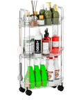 Slim Rolling Storage Cart With Wheels For Small Spaces, Clear Modern Design, Narrow Bathroom And Laundry Organizer