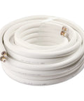 ICOOL 50 ft twin copper mini-split line set, 1/4 in & 3/8 in OD, white thickened PE insulated coil with nuts